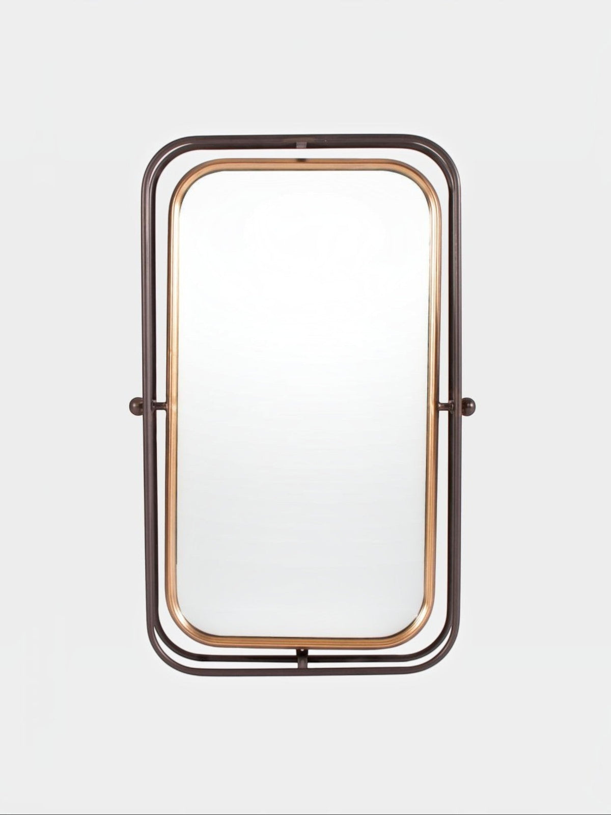 Miroir mural basculant TOCO Meubles en métal bicolore bronze et noir au design industriel rectangulaire