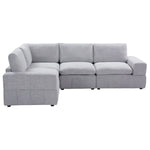 TOCO Meubles Modulaire Monaco gris clair, canapé sectionnel 4 places en tissu texturé avec accoudoirs gauche et droit.