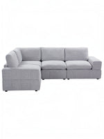 TOCO Meubles Modulaire Monaco gris clair, canapé sectionnel 4 places en tissu texturé avec accoudoirs gauche et droit.