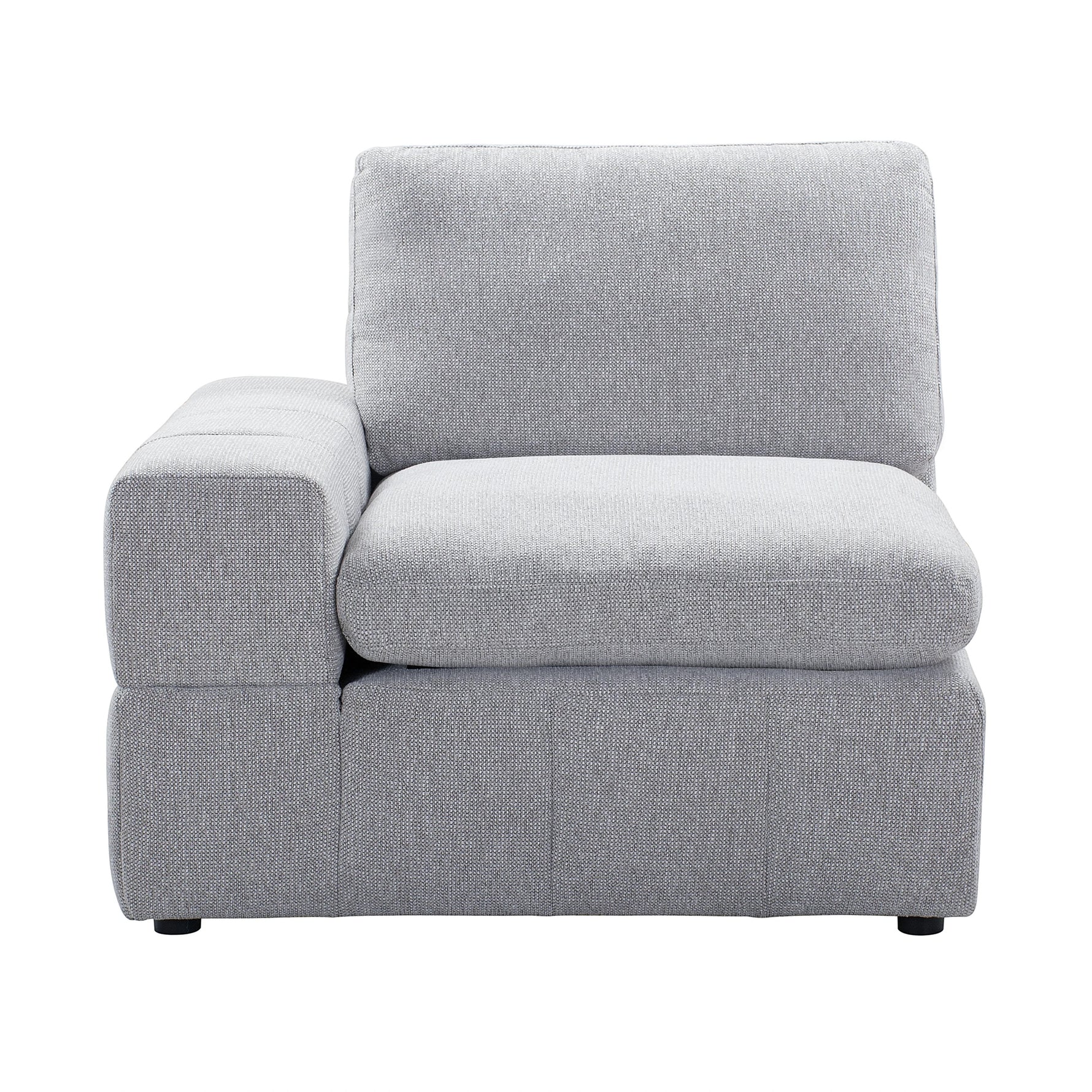 TOCO Meubles Modulaire Monaco, fauteuil d'angle gris clair en tissu, design contemporain.
