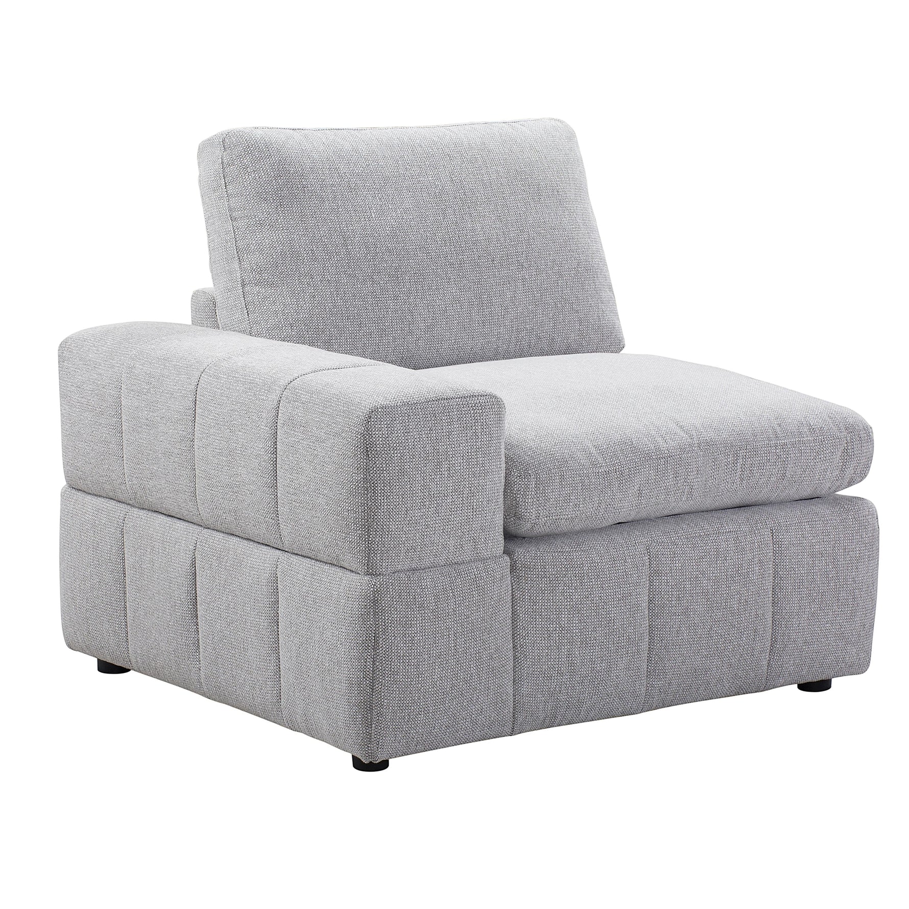 TOCO Meubles Modulaire Monaco gris clair, fauteuil d'angle confortable avec accoudoir gauche et coussin moelleux.