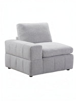 TOCO Meubles Modulaire Monaco gris clair, fauteuil d'angle confortable avec accoudoir gauche et coussin moelleux.