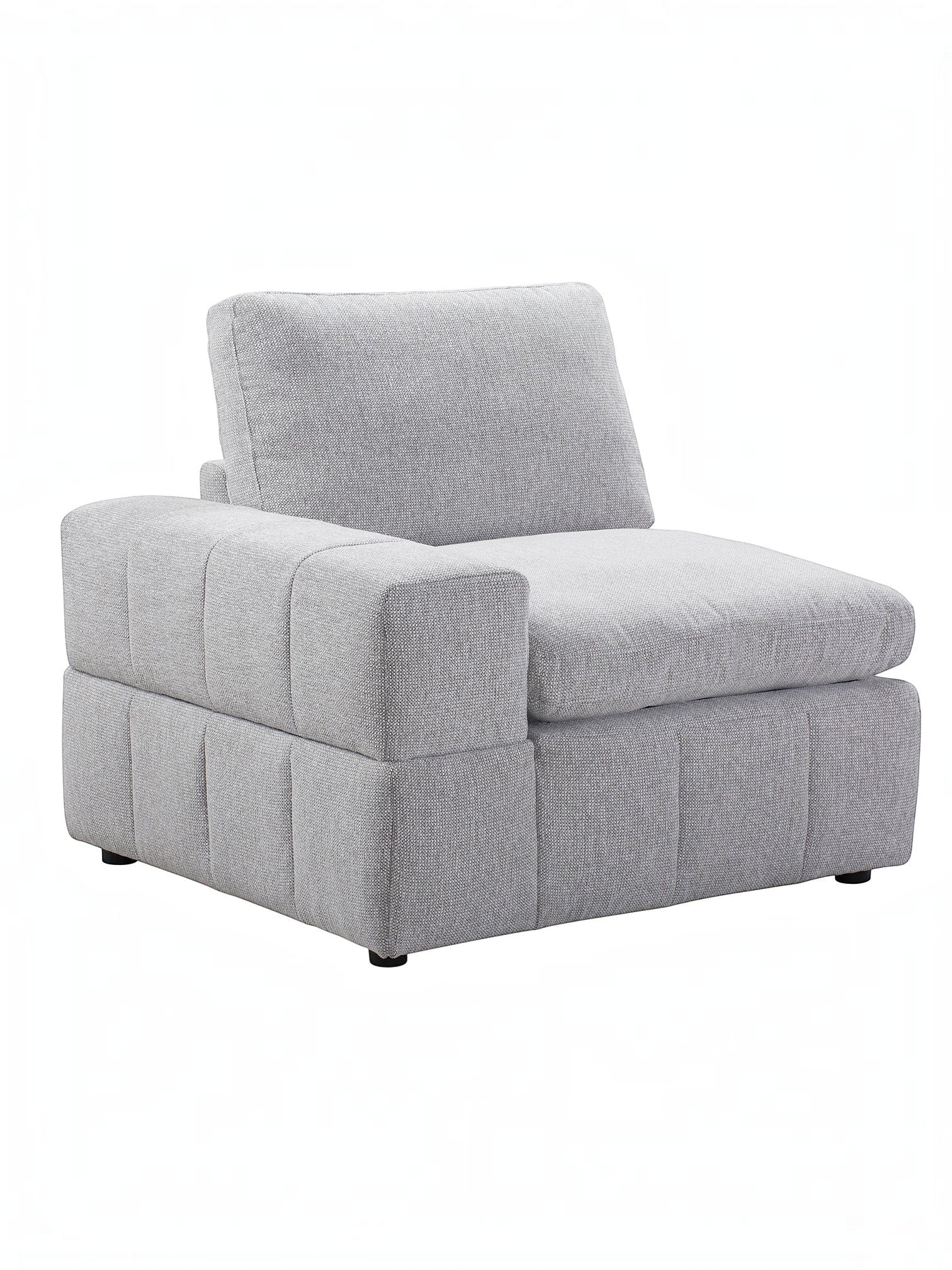TOCO Meubles Modulaire Monaco gris clair, fauteuil d'angle confortable avec accoudoir gauche et coussin moelleux.
