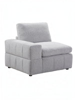 TOCO Meubles Modulaire Monaco gris clair, fauteuil d'angle confortable avec accoudoir gauche et coussin moelleux.