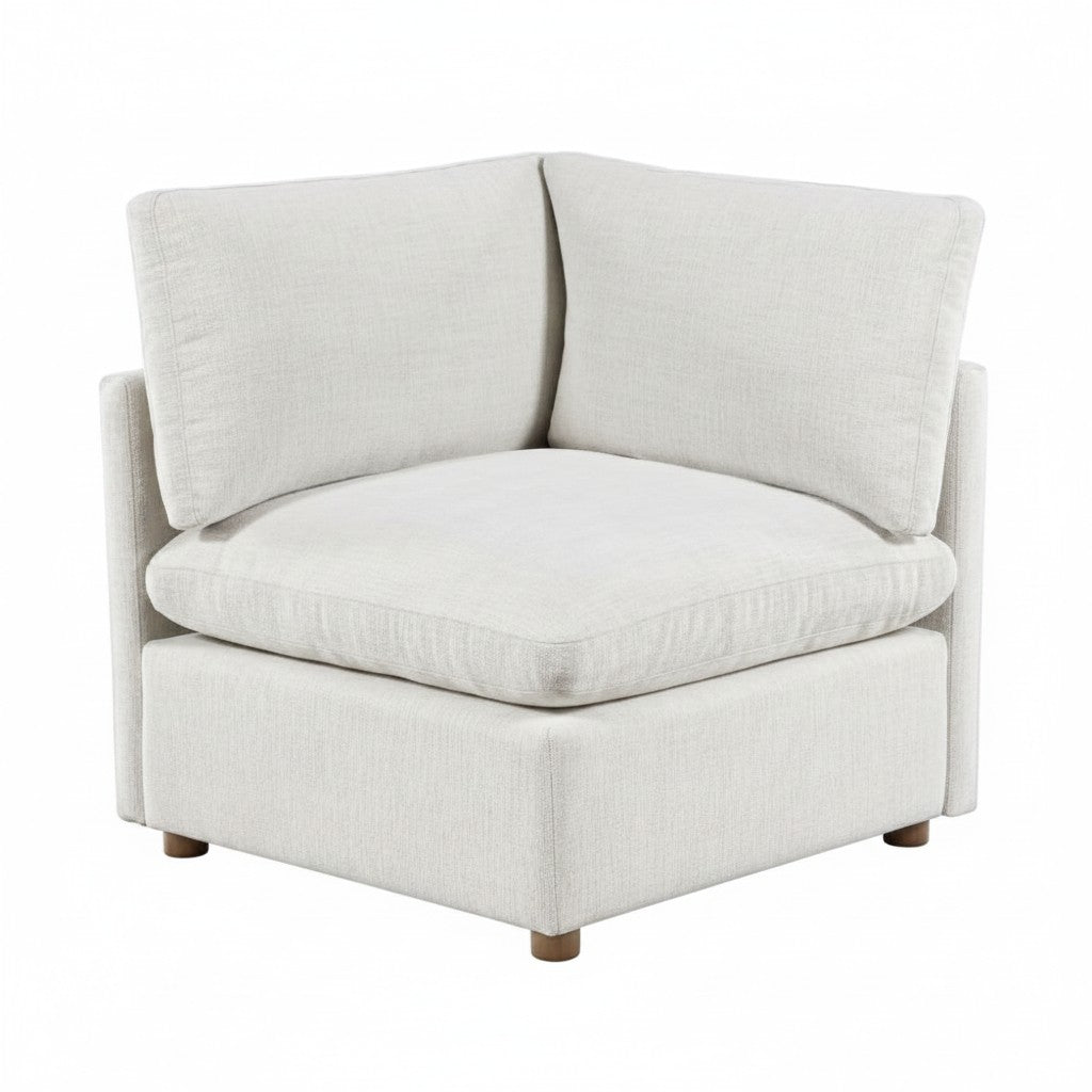 Module d'angle pour sofa modulaire TOCO Meubles Montrose en tissu chenille beige avec assise profonde et confortable