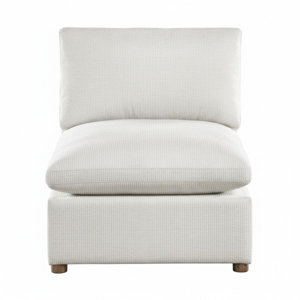 Module de sofa TOCO Meubles Montrose en tissu chenille beige texturé avec assise profonde et pieds en bois