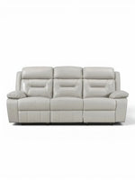 TOCO Meubles Sofa inclinable Monroe gris clair en cuir, 3 places, confortable et pratique pour un salon.
