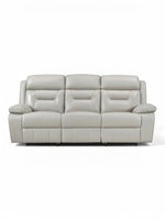 TOCO Meubles Sofa inclinable Monroe gris clair en cuir, 3 places, confortable et pratique pour un salon convivial.