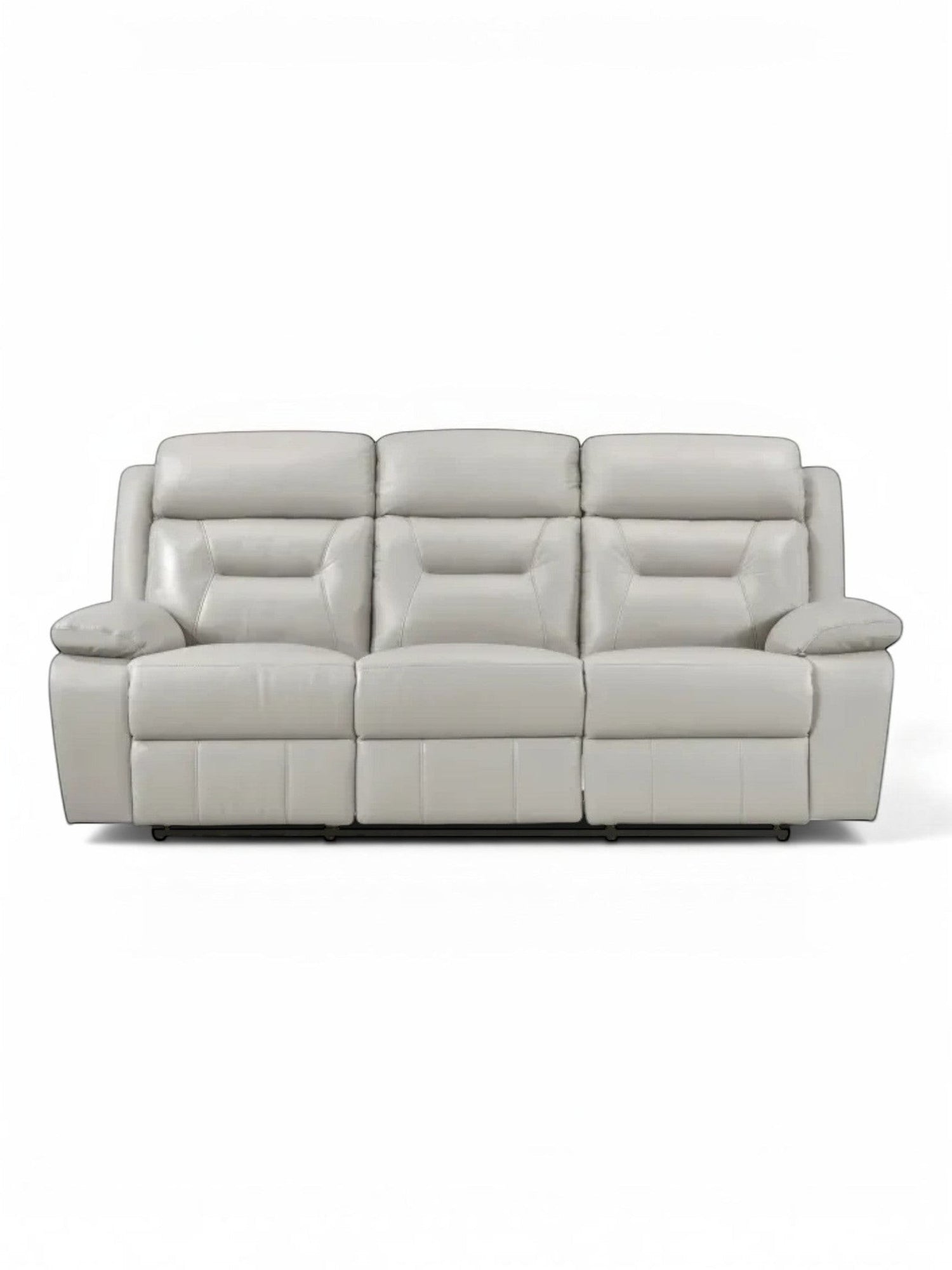 TOCO Meubles Sofa inclinable Monroe gris clair en cuir, 3 places, confortable et pratique pour un salon convivial.