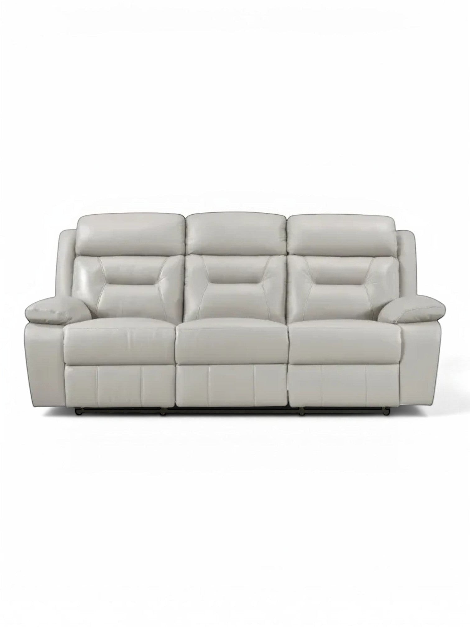 TOCO Meubles Sofa inclinable Monroe gris clair en cuir, 3 places, confortable et pratique pour un salon convivial.