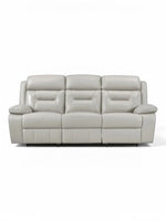 TOCO Meubles Sofa inclinable Monroe gris clair en cuir, 3 places, confortable et pratique pour un salon convivial.