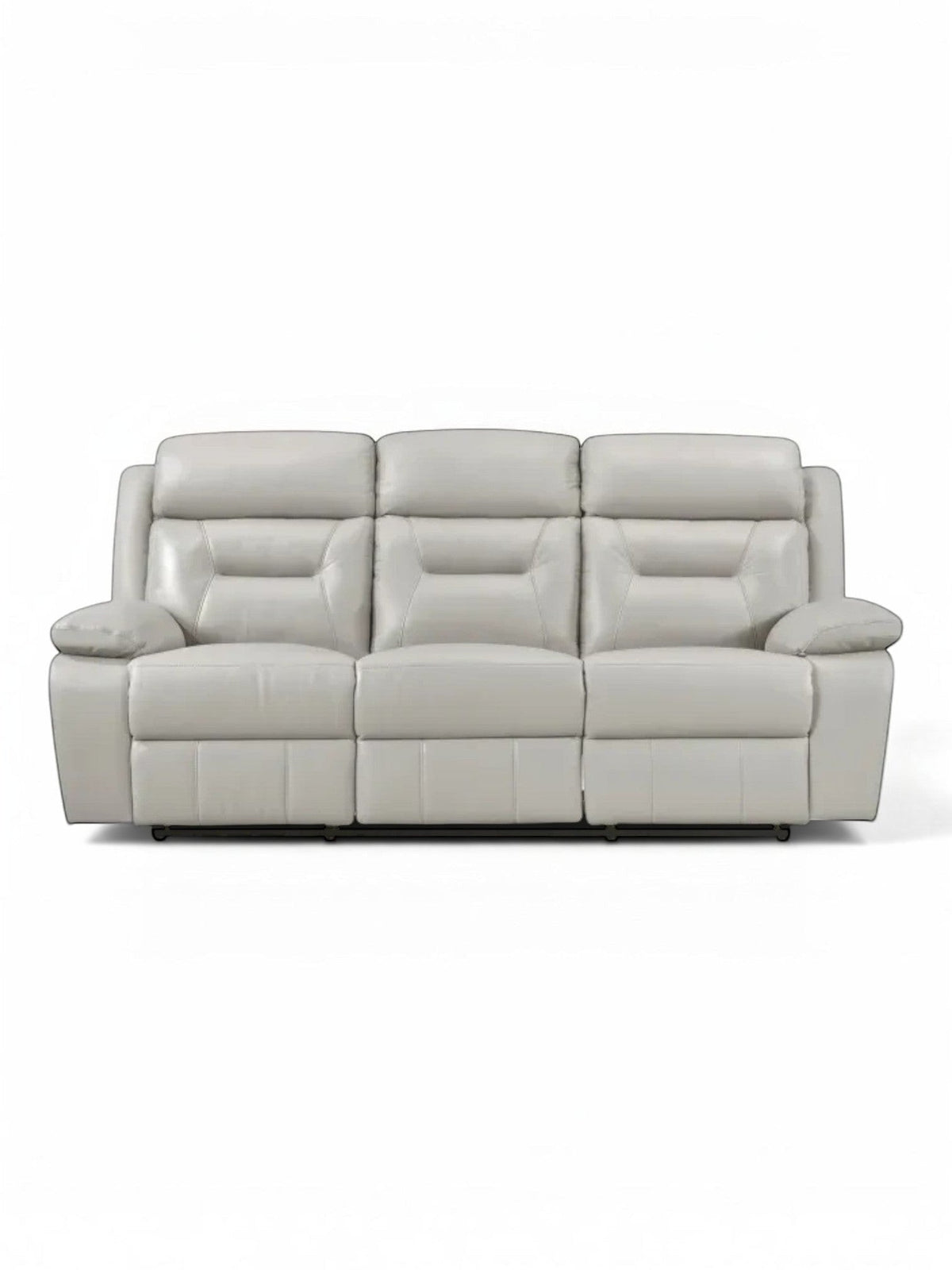 TOCO Meubles Sofa inclinable Monroe gris clair en cuir, 3 places, confortable et pratique pour un salon convivial.