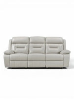 TOCO Meubles Sofa inclinable Monroe gris clair en cuir, 3 places, confortable et pratique pour un salon convivial.