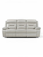 TOCO Meubles Sofa inclinable Monroe gris clair en cuir, 3 places, confortable et pratique pour un salon.
