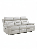 TOCO Meubles Sofa inclinable Monroe gris clair en cuir, 3 places, avec repose-pieds et dossier réglables électriquement.