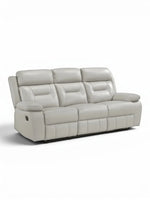 TOCO Meubles Sofa inclinable Monroe gris clair en cuir, 3 places, confortable et pratique pour un salon.