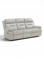 TOCO Meubles Sofa inclinable Monroe gris clair en cuir, 3 places, confortable et pratique pour un salon.