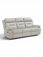TOCO Meubles Sofa inclinable Monroe gris clair en cuir, 3 places, confortable et pratique pour un salon.