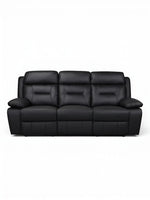 TOCO Meubles Sofa inclinable Monroe noir en cuir, 3 places, confortable et pratique pour un salon.