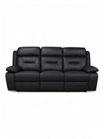 TOCO Meubles Sofa inclinable Monroe noir en cuir, 3 places, confortable et pratique pour un salon.