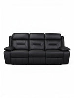 TOCO Meubles Sofa inclinable Monroe noir en cuir, 3 places, confortable et pratique pour un salon.