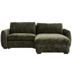 TOCO Meubles Sofa-Lit Morgan vert foncé, sectionnel avec rangement intégré et lit escamotable, tissu texturé.