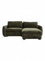 TOCO Meubles Sofa-Lit Morgan vert foncé, sectionnel avec rangement intégré et lit escamotable, tissu texturé.