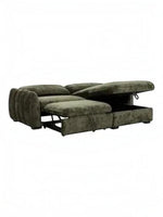 TOCO Meubles Sofa-Lit Morgan vert foncé avec rangement intégré et lit escamotable déplié, tissu texturé