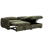 TOCO Meubles Sofa-Lit Morgan vert foncé avec rangement intégré et lit escamotable déplié, tissu texturé