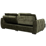 TOCO Meubles Sofa-Lit Morgan vert foncé en velours côtelé avec accoudoirs cannelés et coussins amovibles.