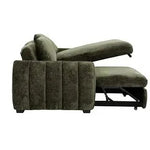 TOCO Meubles Sofa-Lit Morgan vert kaki en velours côtelé avec méridienne réversible et rangement intégré, style moderne.