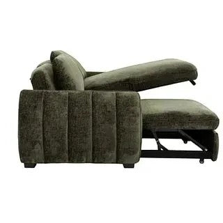 TOCO Meubles Sofa-Lit Morgan vert kaki en velours côtelé avec méridienne réversible et rangement intégré, style moderne.