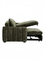TOCO Meubles Sofa-Lit Morgan vert kaki en velours côtelé avec méridienne réversible et rangement intégré, style moderne.