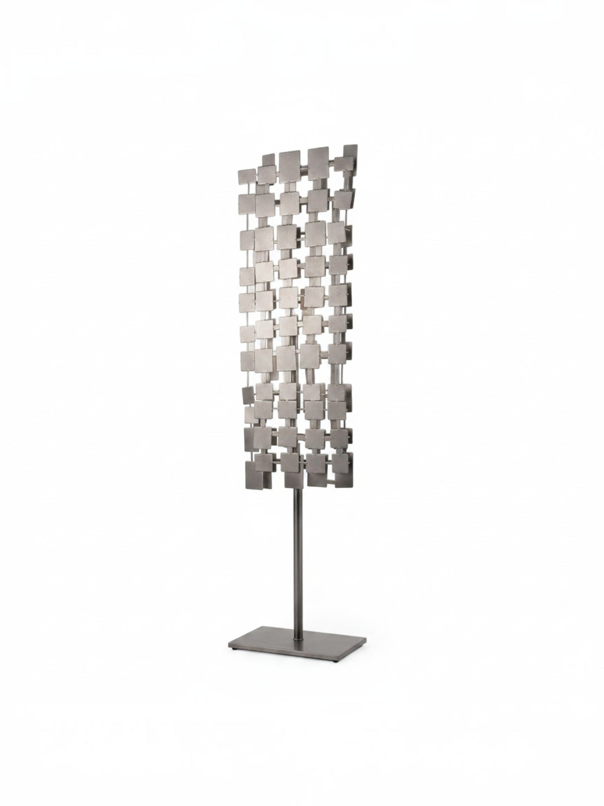 Objet décoratif rectangulaire TOCO Meubles Shaw II gris composé de petits carrés métalliques sur pied moderne