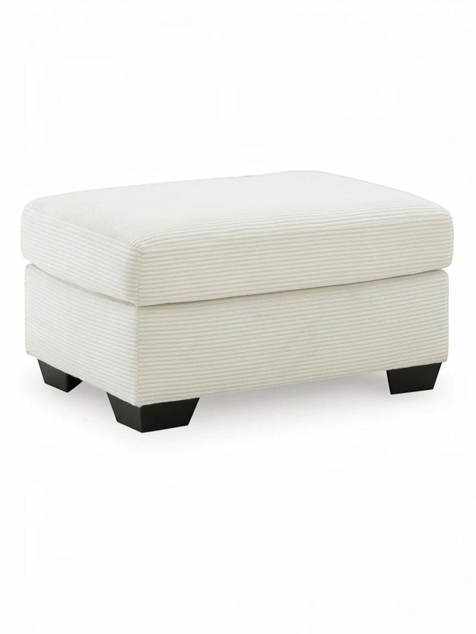 Ottoman Aldo TOCO Meubles rectangulaire en tissu côtelé blanc avec pieds en bois noir