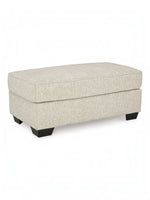 Ottoman Moka TOCO Meubles rectangulaire en tissu beige clair avec pieds en bois foncé