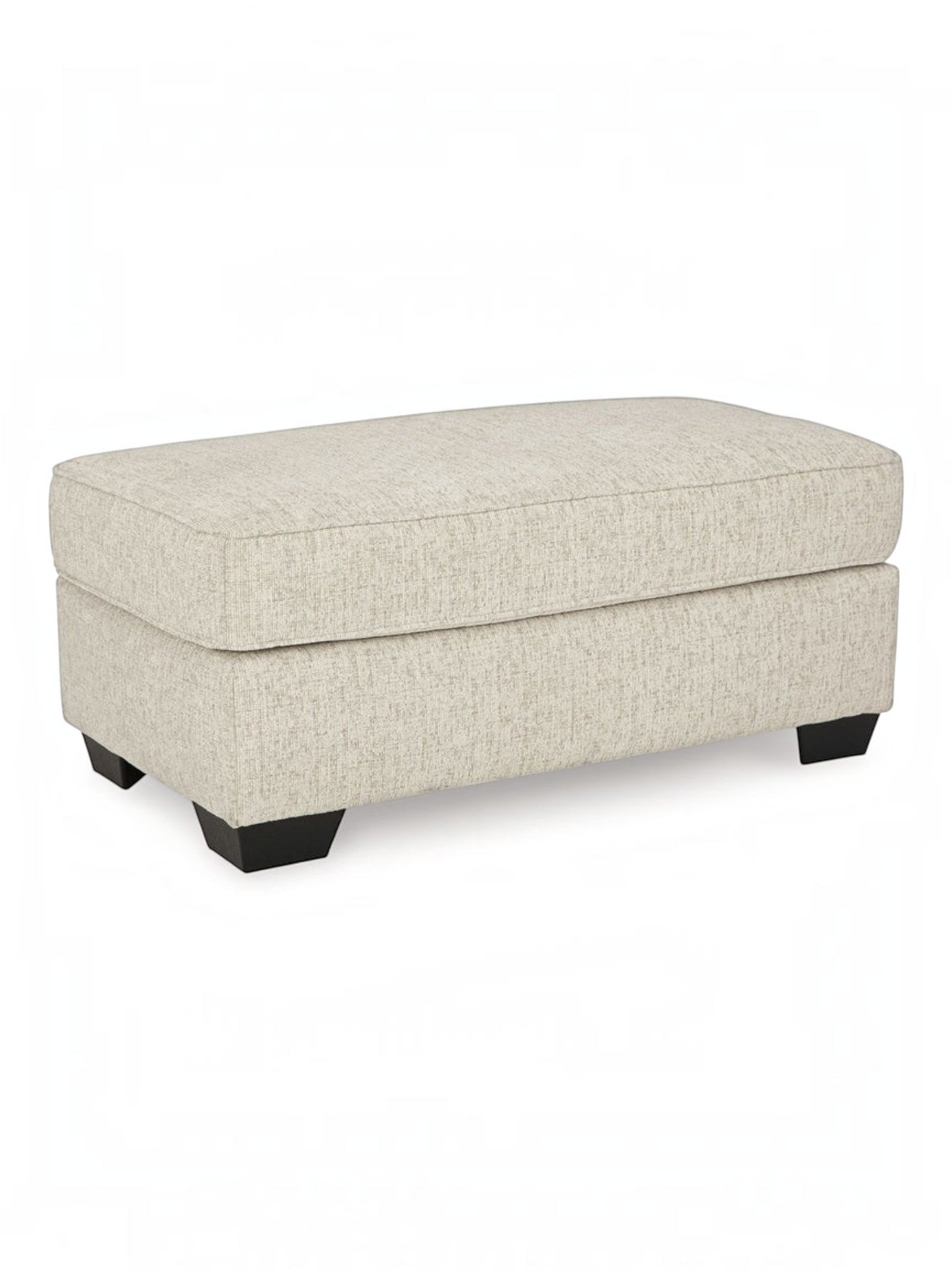 Ottoman Moka TOCO Meubles rectangulaire en tissu beige clair avec pieds en bois foncé