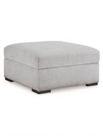 Ottoman Gaby TOCO Meubles carré en tissu gris nickel avec espace de rangement et pieds foncés