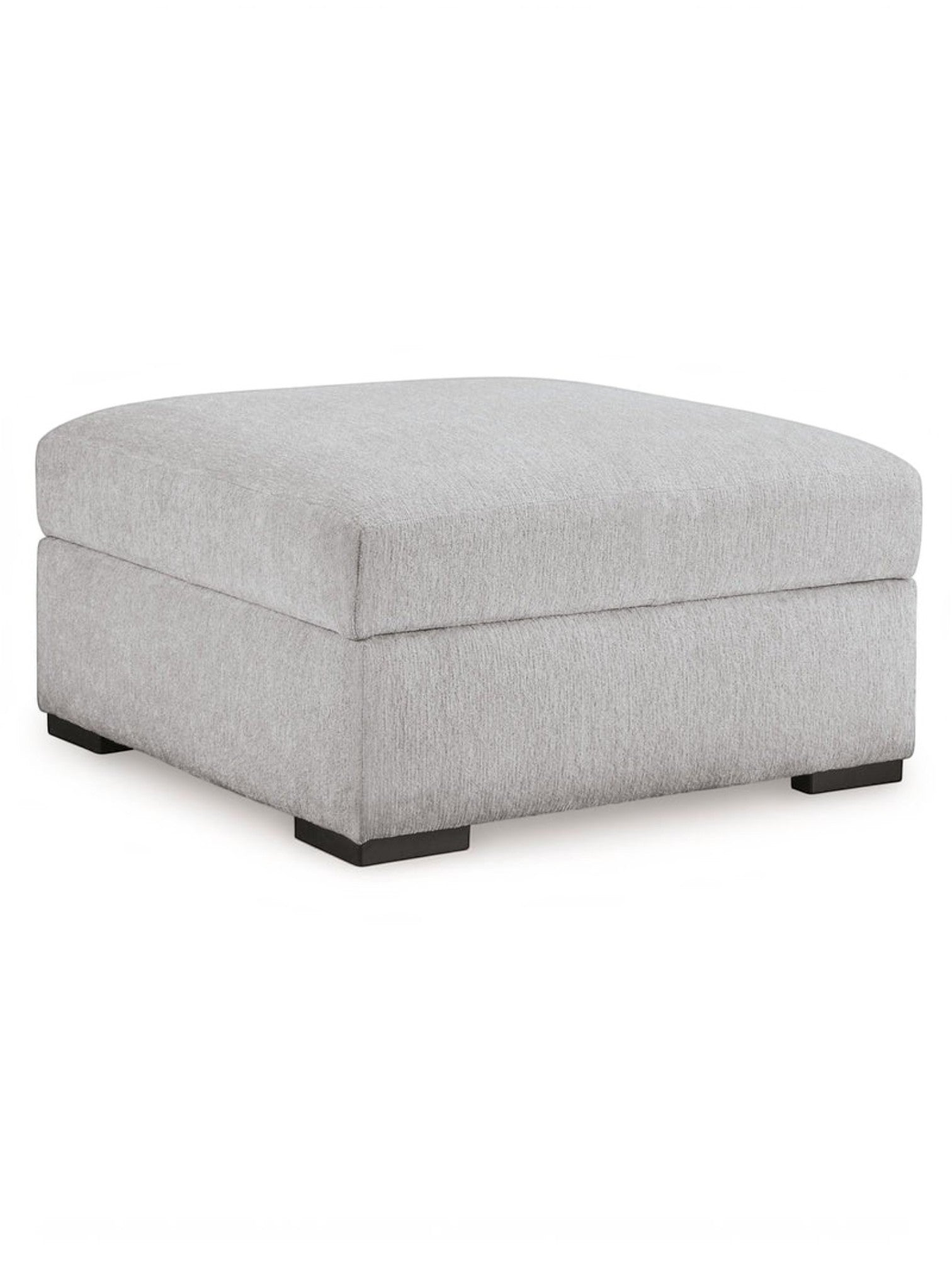 Ottoman Gaby TOCO Meubles carré en tissu gris nickel avec espace de rangement et pieds foncés