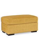Ottoman Owick TOCO Meubles rectangulaire en tissu jaune tournesol avec pieds en bois foncé