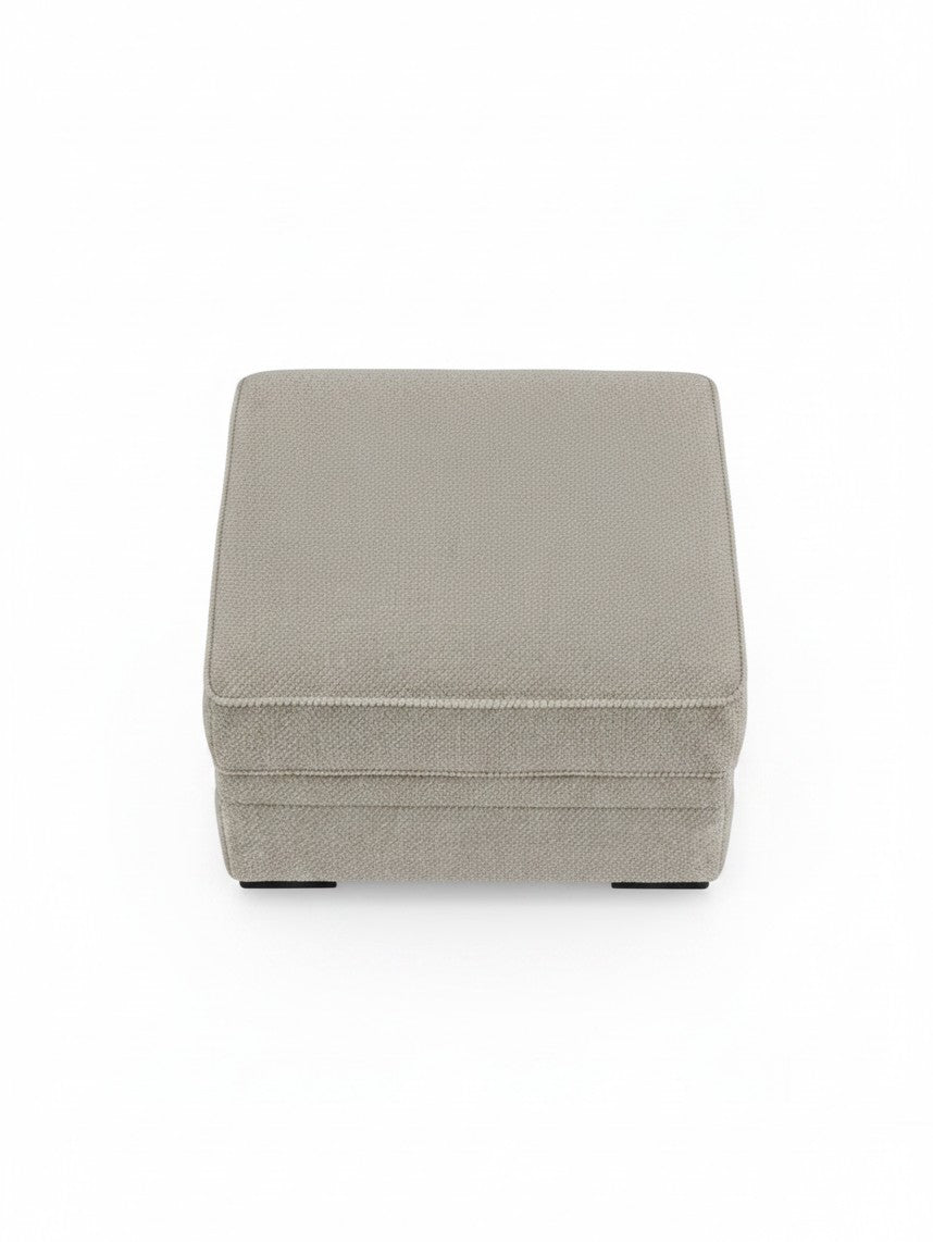 Ottoman Kael TOCO Meubles beige en tissu texturé avec espace de rangement intégré