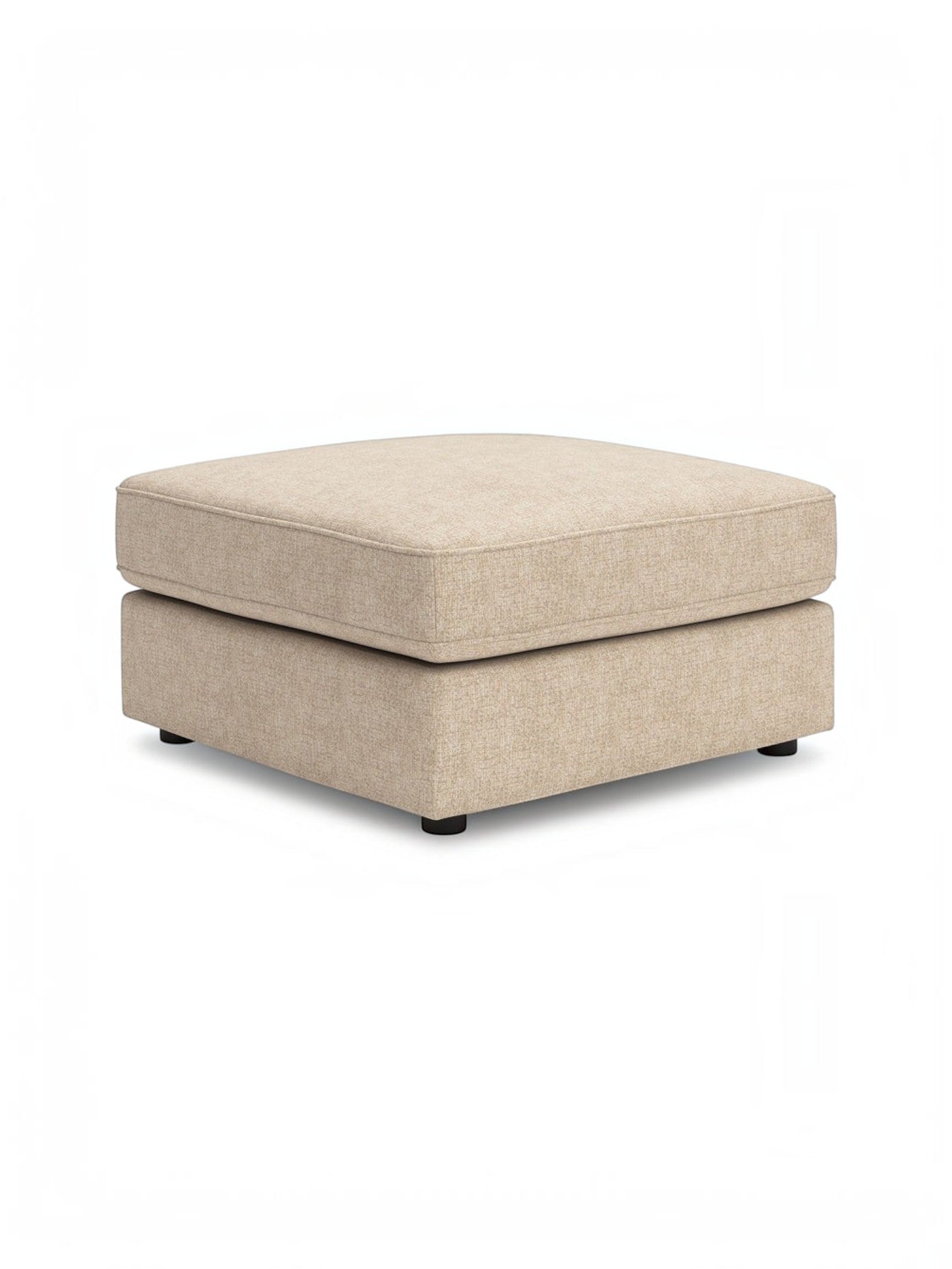Ottoman Kelso de TOCO Meubles, pouf carré surdimensionné en tissu couleur sable avec pieds bas discrets