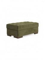 Ottoman Nino TOCO Meubles rectangulaire en velours olive avec finition capitonnée et pieds en bois massif
