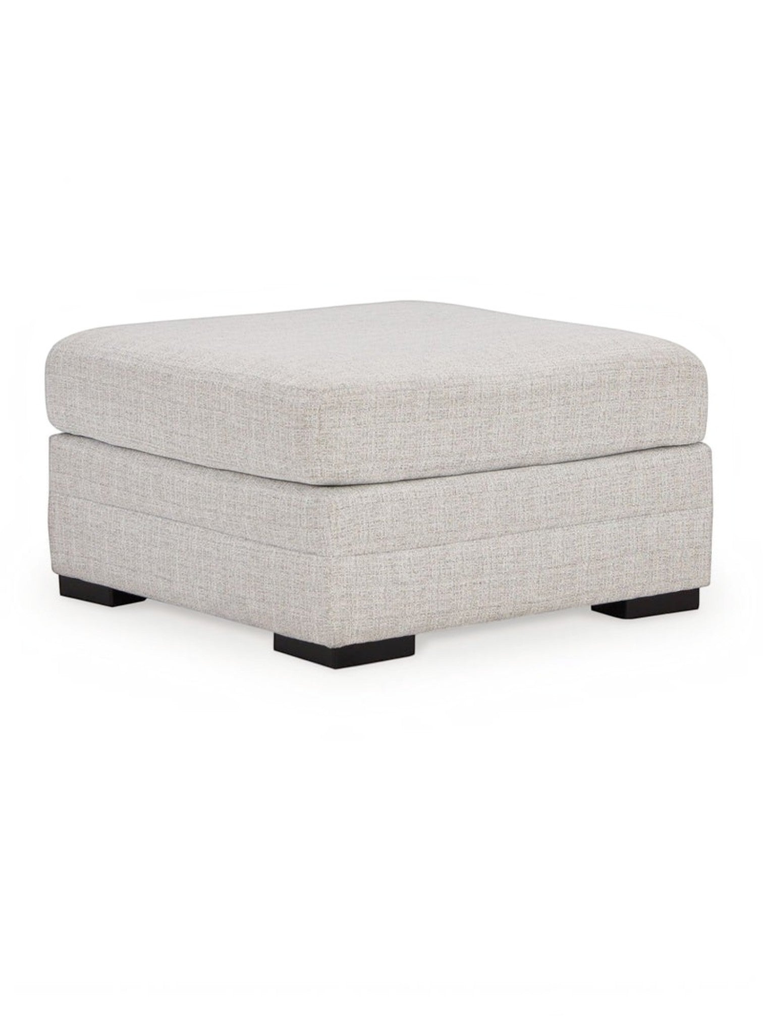 Ottoman surdimensionné Koralynn de TOCO Meubles en tissu texturé couleur pierre avec pieds carrés noirs