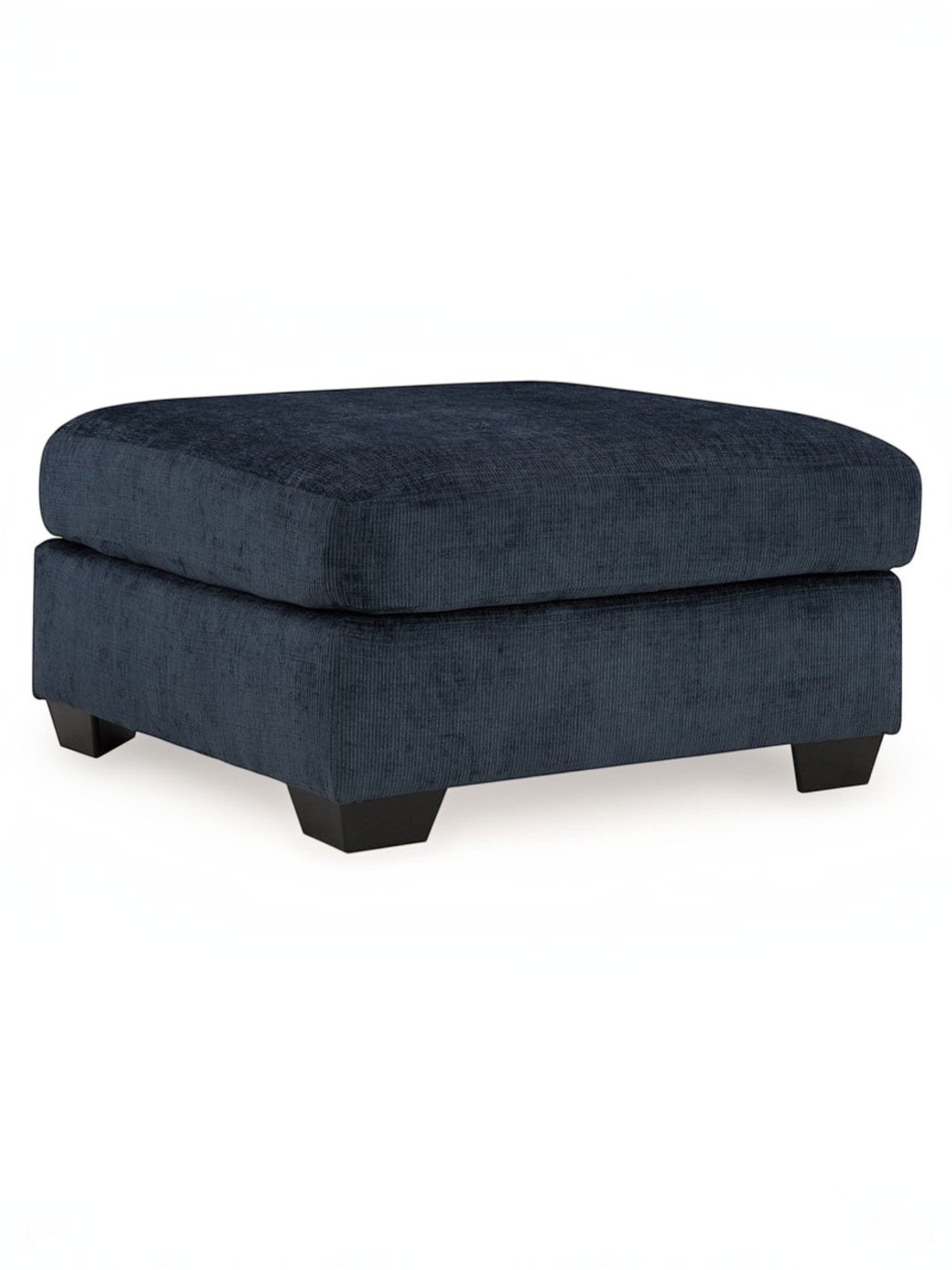 Ottoman Toscana TOCO Meubles bleu marine surdimensionné avec texture côtelée et pieds en bois foncé