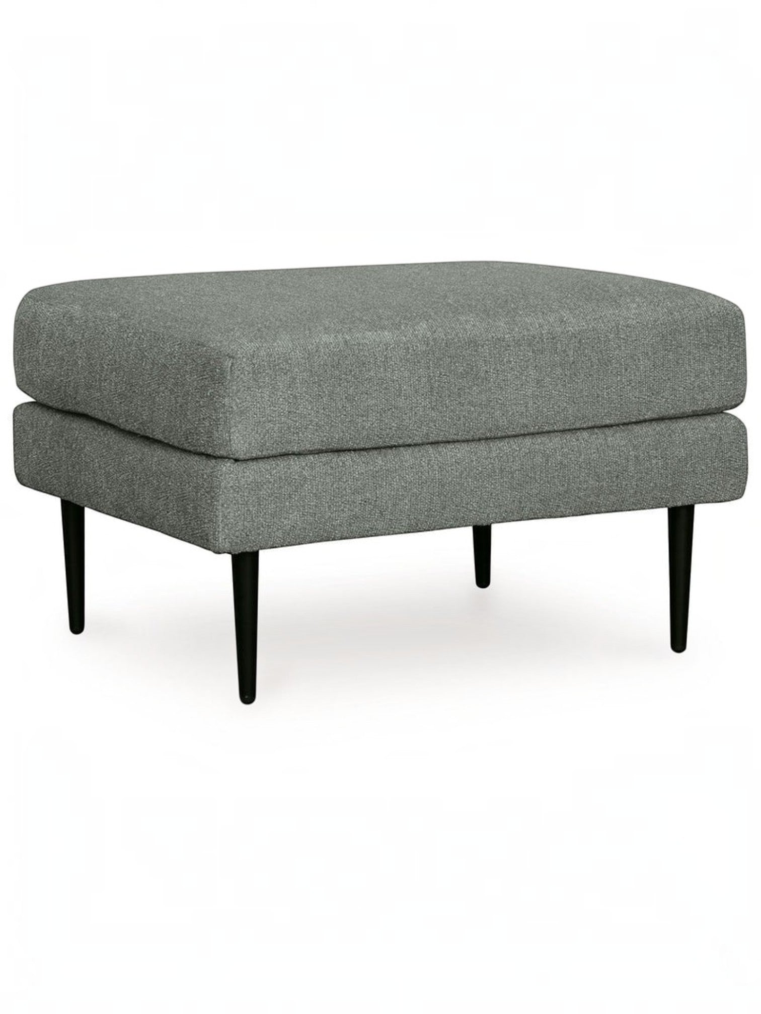 Ottoman Zela de TOCO Meubles en tissu gris anthracite avec pieds noirs effilés
