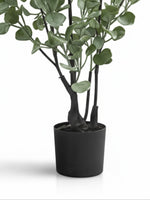 Plante artificielle Eucalyptus TOCO Meubles avec feuillage vert réaliste dans un pot noir minimaliste