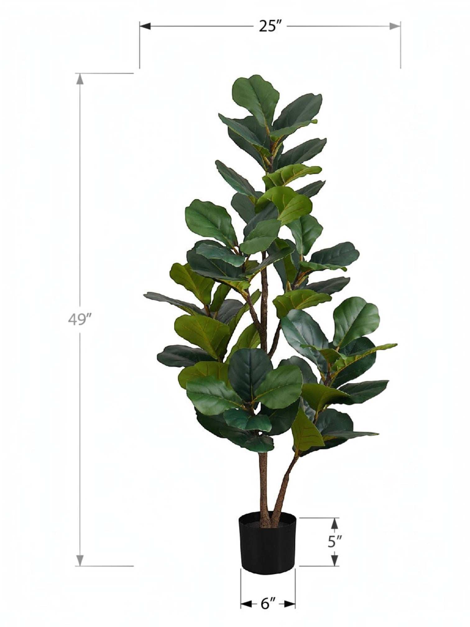 Plante artificielle Kami TOCO Meubles avec feuillage vert luxuriant et pot noir, hauteur de 49 pouces