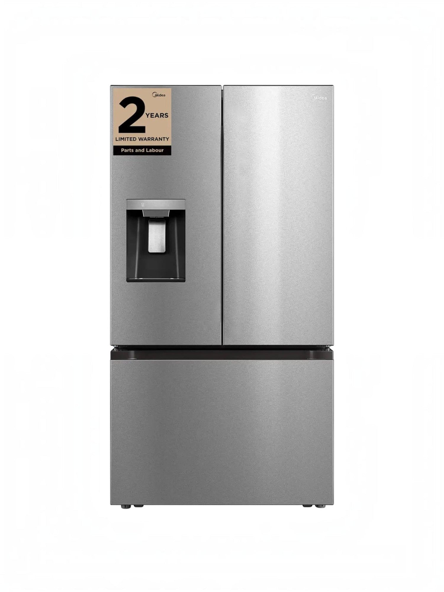 Réfrigérateur MIDEA à portes françaises en acier inoxydable avec distributeur d'eau et de glaçons chez TOCO Meubles