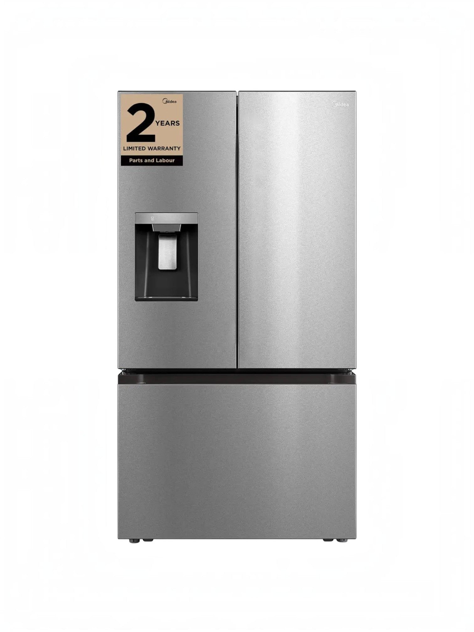 Réfrigérateur MIDEA à portes françaises en acier inoxydable avec distributeur d'eau et de glaçons chez TOCO Meubles